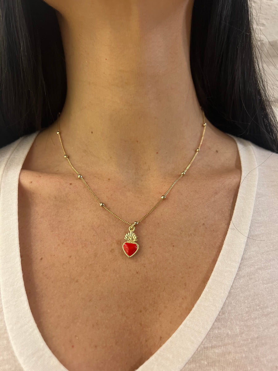 Collana con Cuore Sacro Smaltato