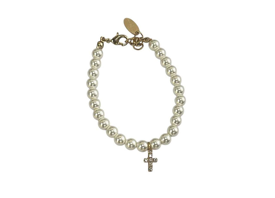 Bracciale con perle in cristallo con ciondolo (elefante - stella - cuore - madonna - croce )