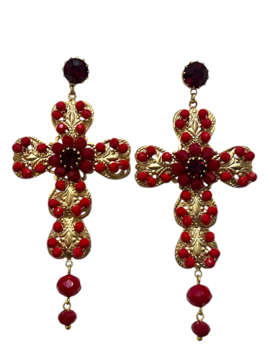 Orecchini Croce in Strass e Cristalli