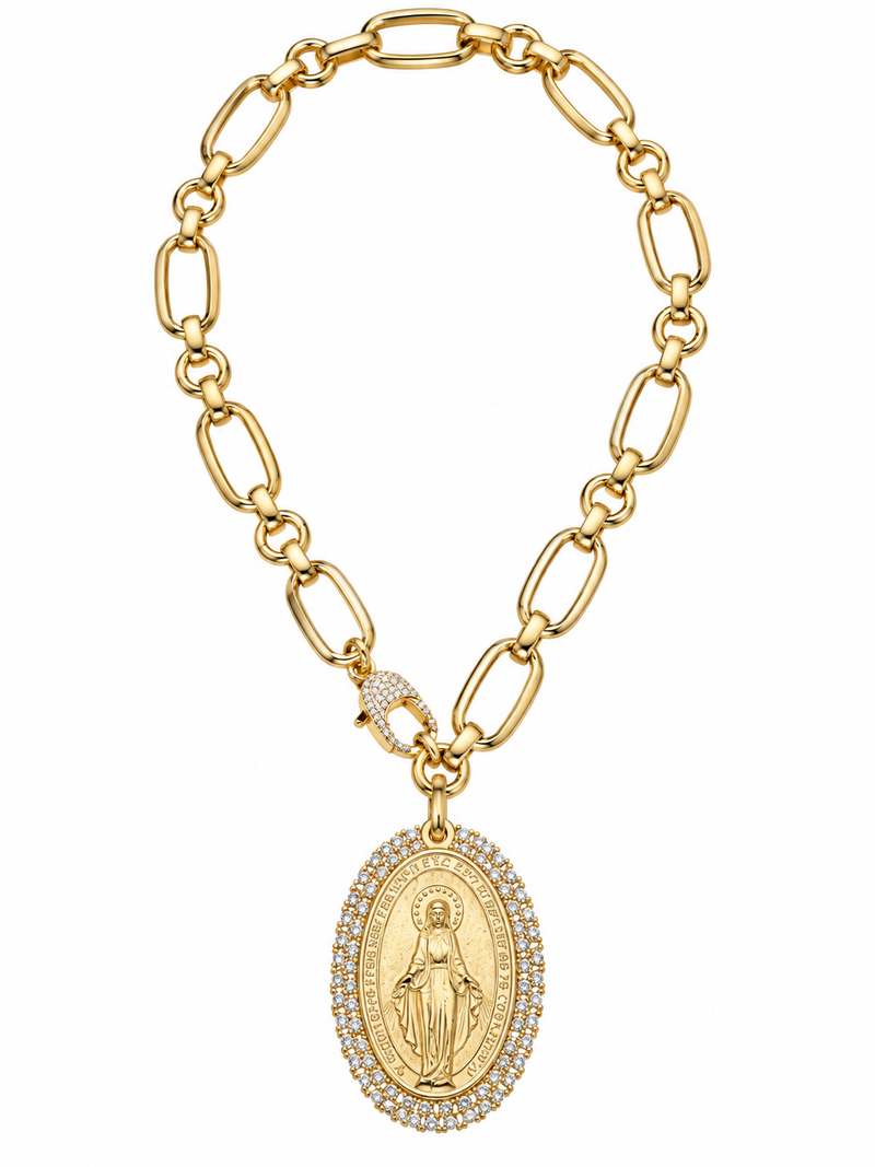 Collana con catena e maxi madonna