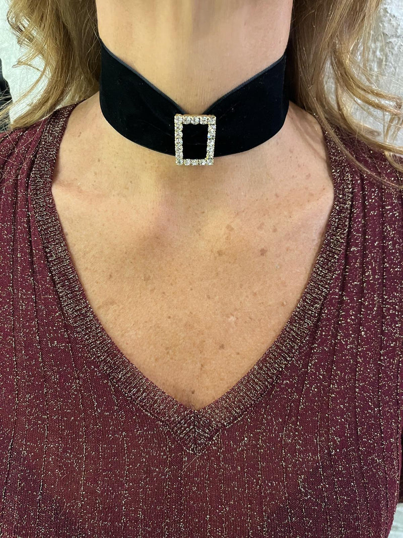 choker velluto con fibbia rettangolare