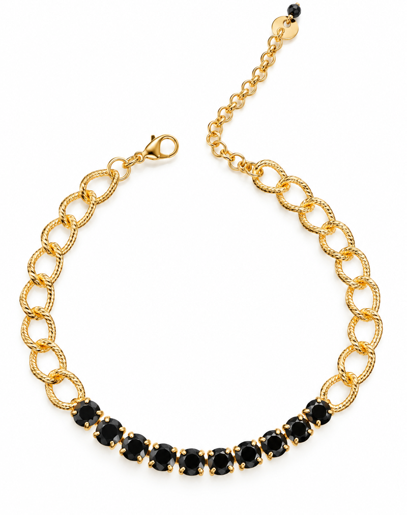 choker dorato catena e strass