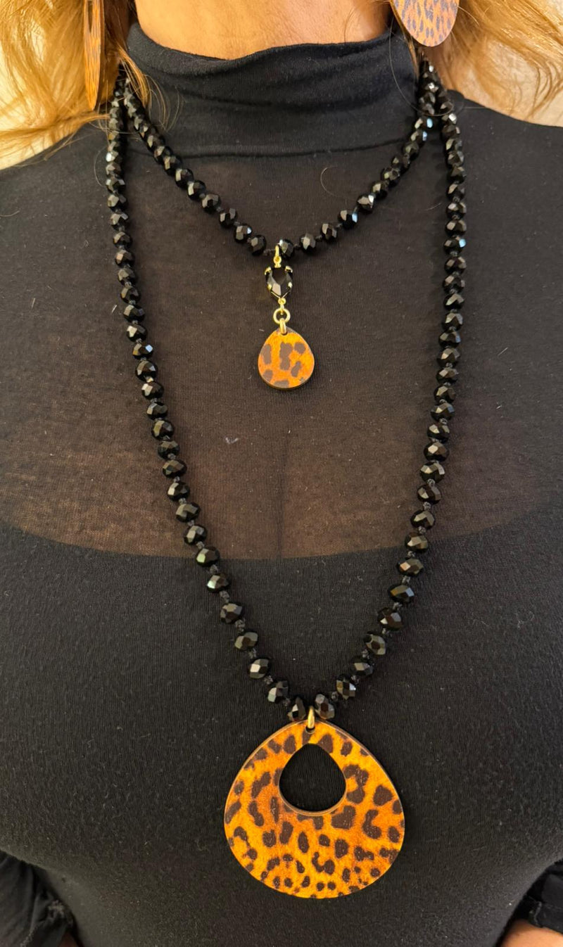 Collana cristalli con ciondoli maculati