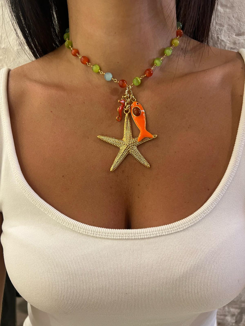 COLLANA VERDE E ARANCIO  STELLA MARINA