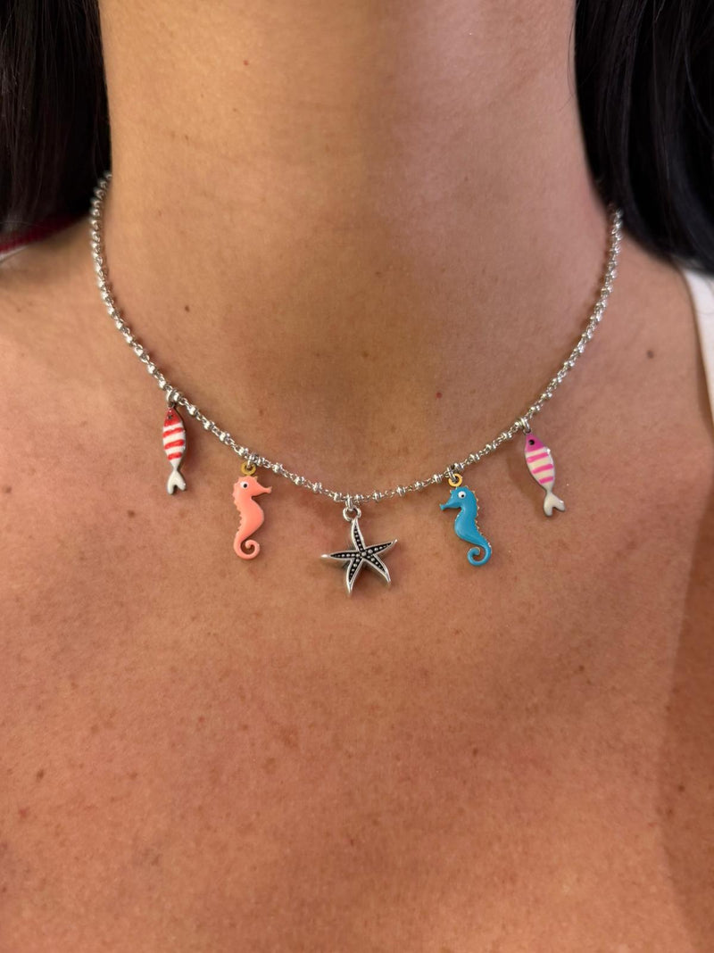 collana argentata con   charms marini small