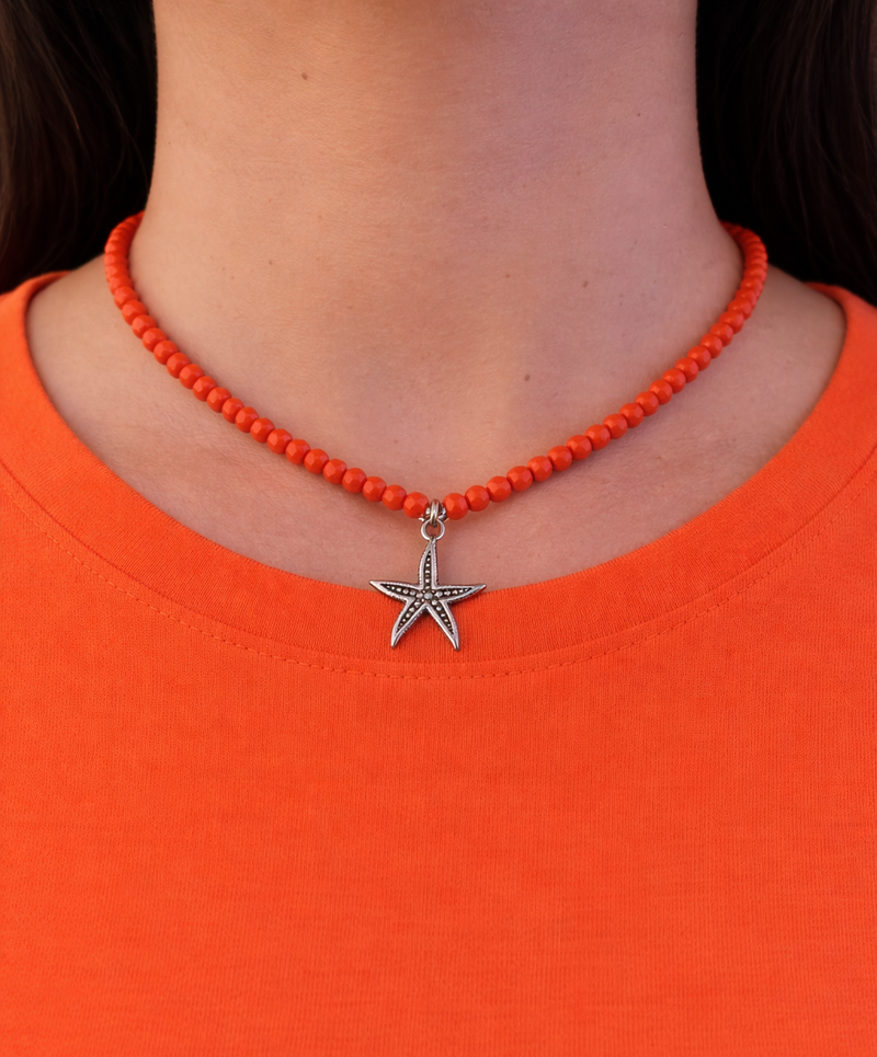 Collana cristalli arancio e stella marina