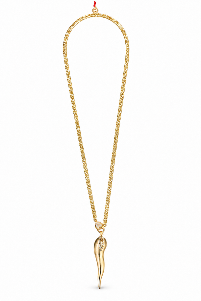 collana corno con frangia strass