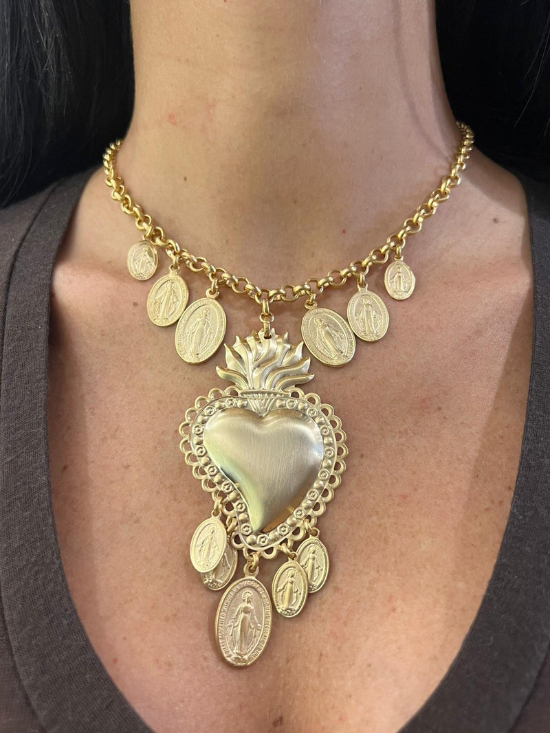 Collana cuore sacro e madonnine