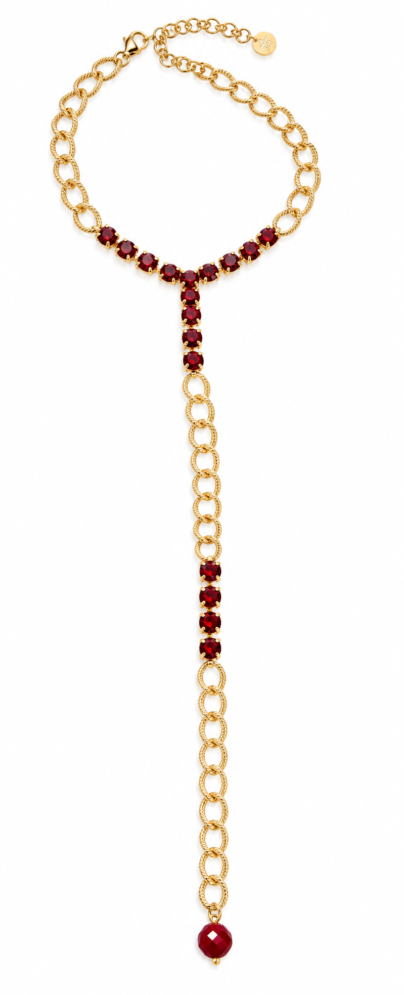 collana lariat con catena e strass