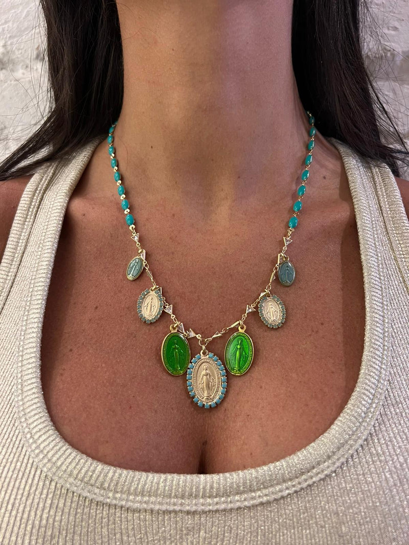 Collana Madonne turchesi e verdi