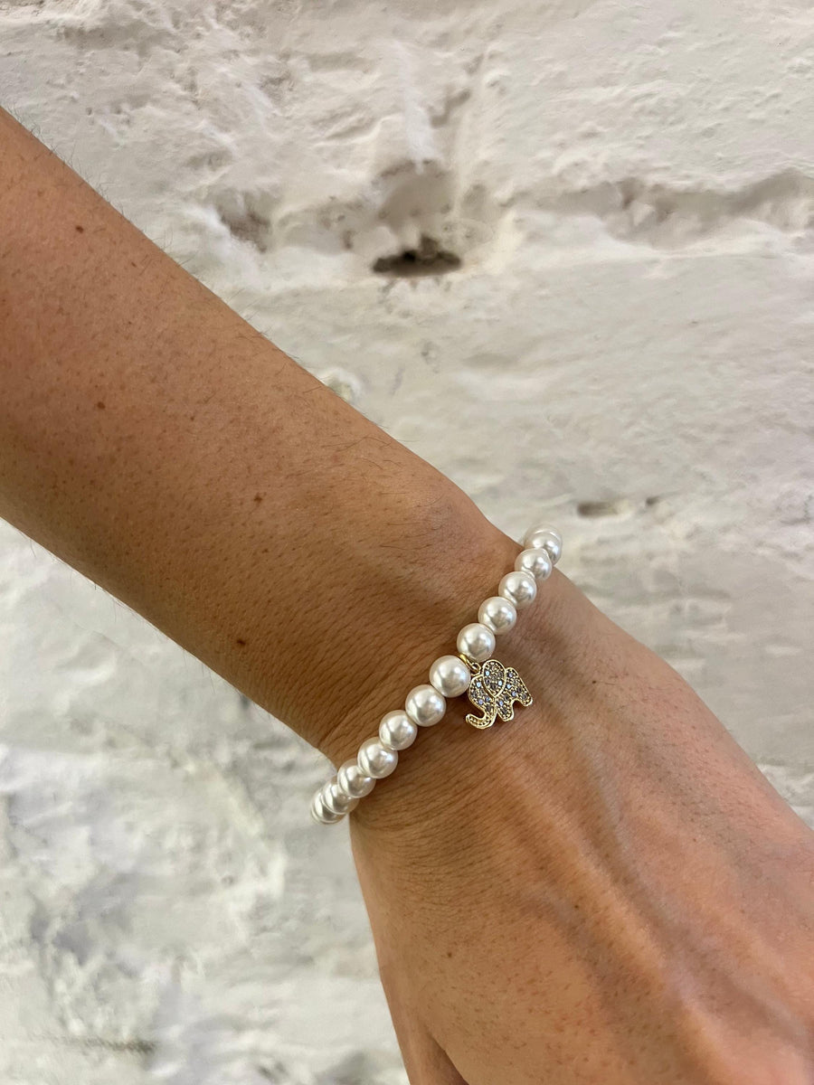 Bracciale con perle in cristallo con ciondolo (elefante - stella - cuore - madonna - croce ) - Alessandra Avallone