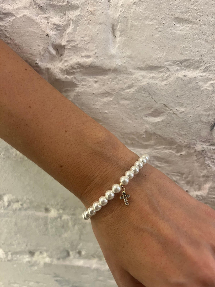 Bracciale con perle in cristallo con ciondolo (elefante - stella - cuore - madonna - croce ) - Alessandra Avallone