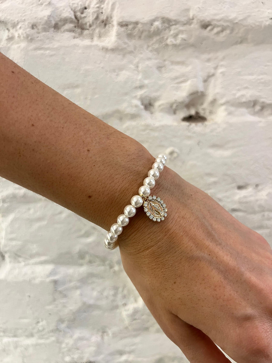 Bracciale con perle in cristallo con ciondolo (elefante - stella - cuore - madonna - croce ) - Alessandra Avallone