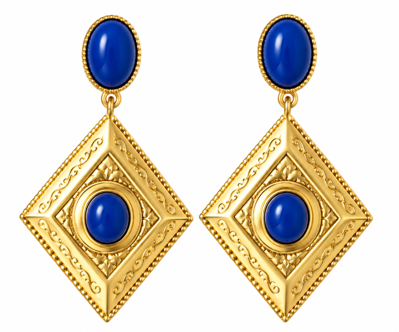 Orecchini Pendenti Geometrici con Cabochon